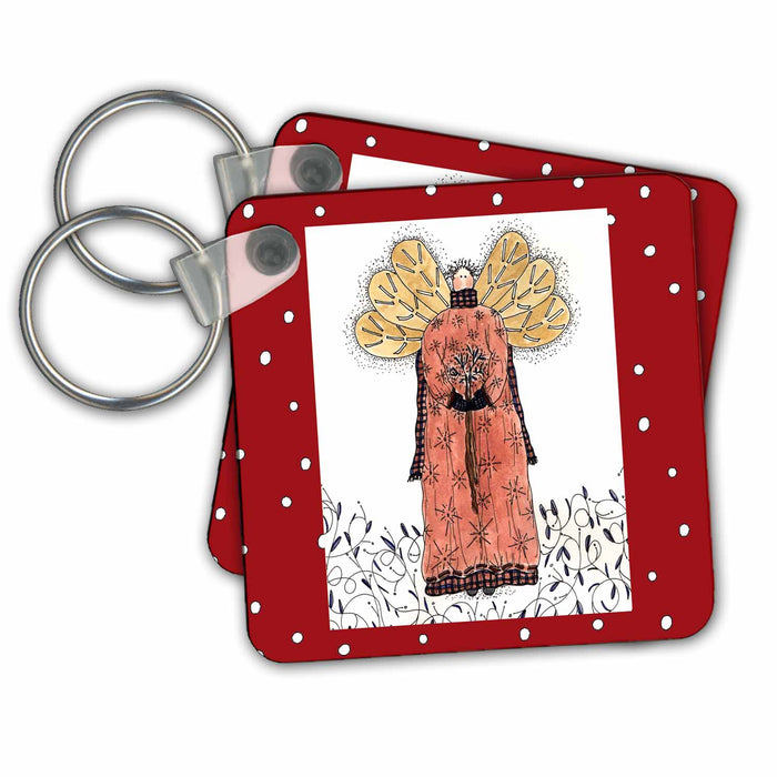 Key Chain - Golden Winged Angel- Spirituality- Art PS Christmas