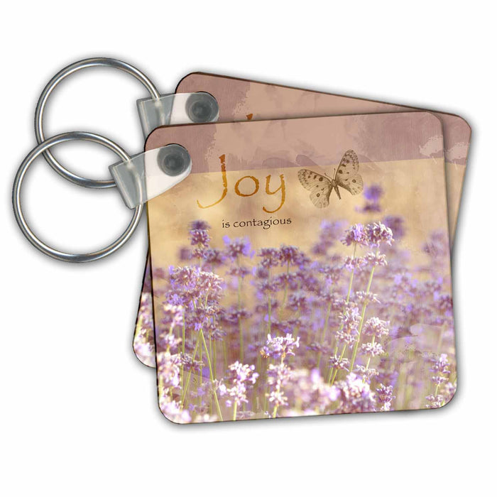 Key Chain - Field of Lavender Inspirational Joy Botanical- Flowers PS Flowers