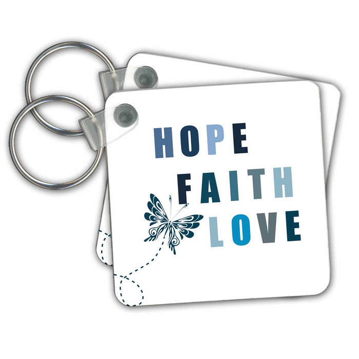 Key Chain - Blue Butterfly Inspirational Hope, Faith and Love PS Inspirations