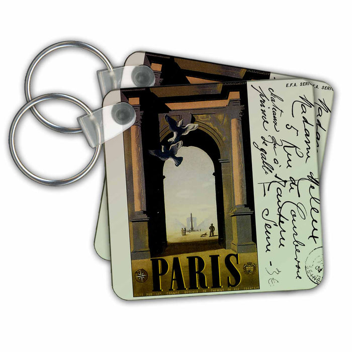 Key Chain - Vintage Travel Postcard Paris PS Vintage