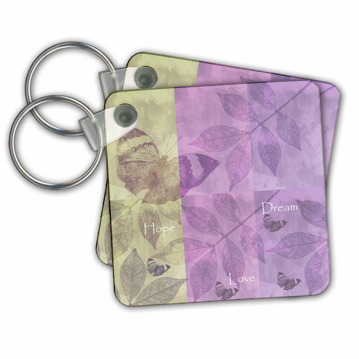 Key Chain - Hope, Love, Dream Inspirational Butterflies and Leaves PS Inspirations