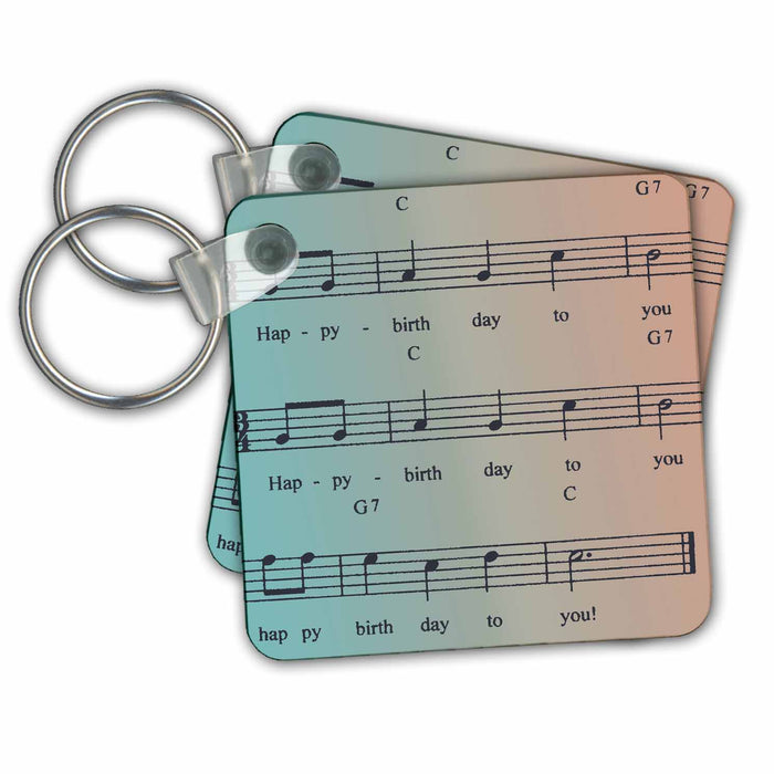 Key Chain - Song with Notes Happy Birthday- Music PS Vintage