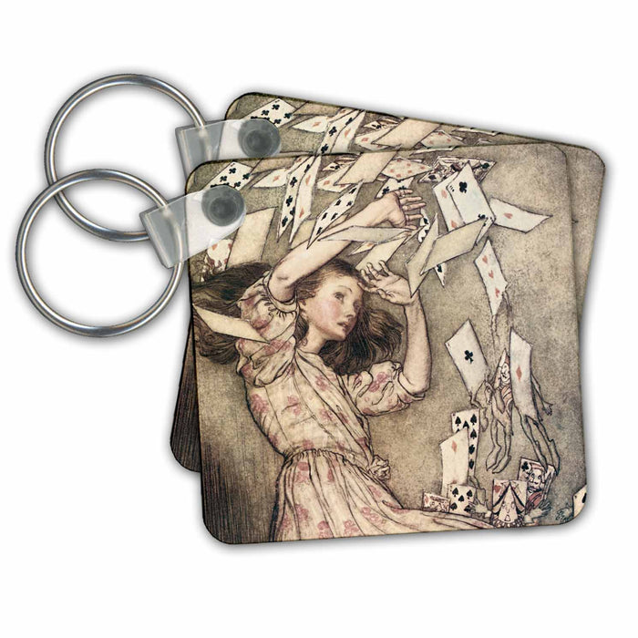 Key Chain - Vintage Alice in Wonderland Playing Cards PS Vintage