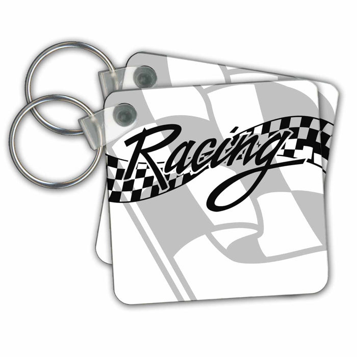 Key Chain - Racing Black and White Checkered Flag PS Creations