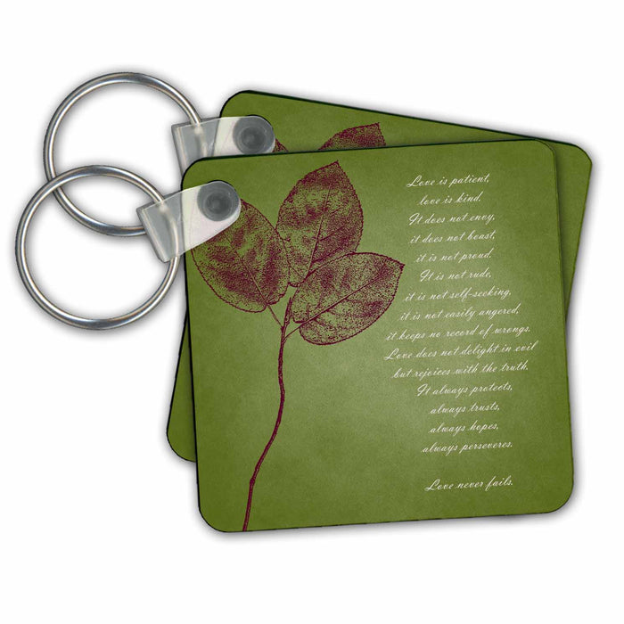 Key Chain - Red Leaves Inspirational Love is Patient, Love is Kind Bible Verse PS Inspirations