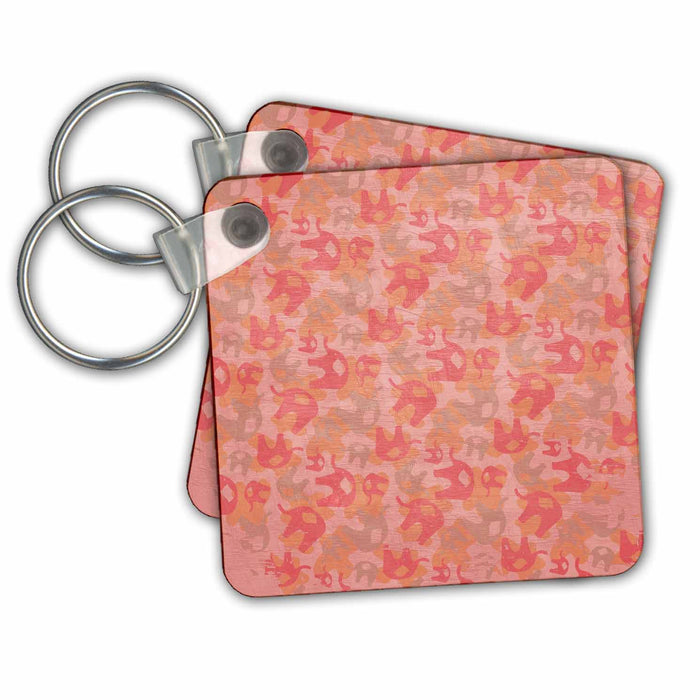 Key Chain - Vintage Style Pink Elephants- Animals PS Animals