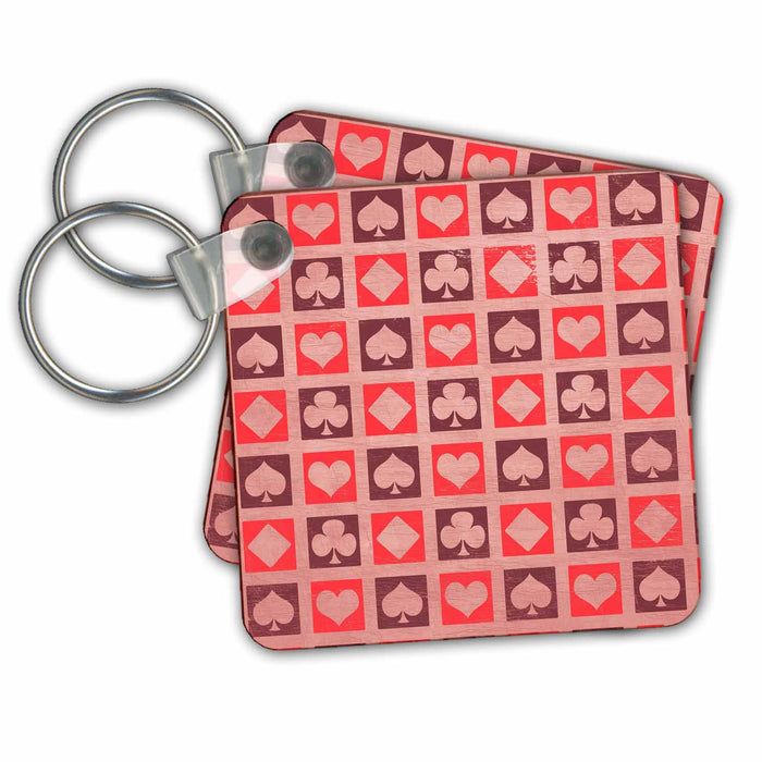 Key Chain - Vintage Style Deck of Cards Hearts, Spades, Diamonds and Clubs PS Vintage