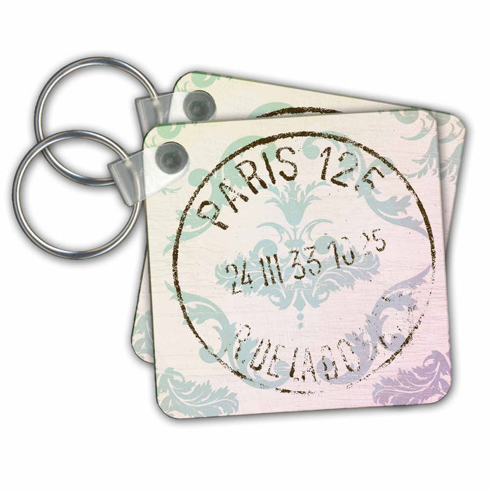 Key Chain - Vintage Postage Paris French Art PS Vintage