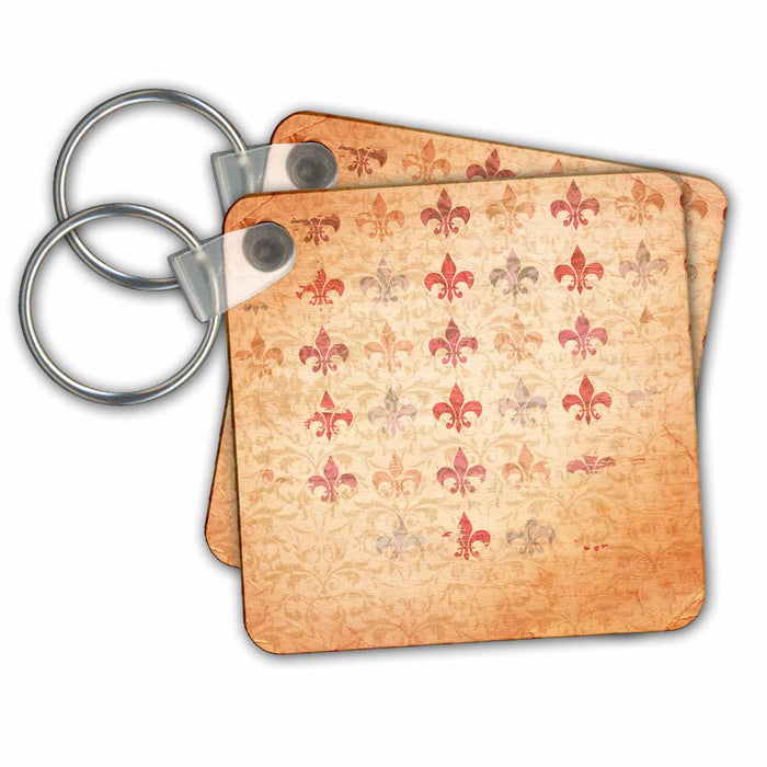 Key Chain - Vintage Style Fleur de lis Art PS Vintage