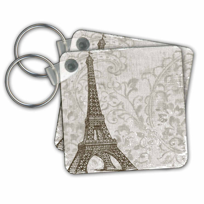 Key Chain - Vintage Eiffel Tower French Art PS Vintage