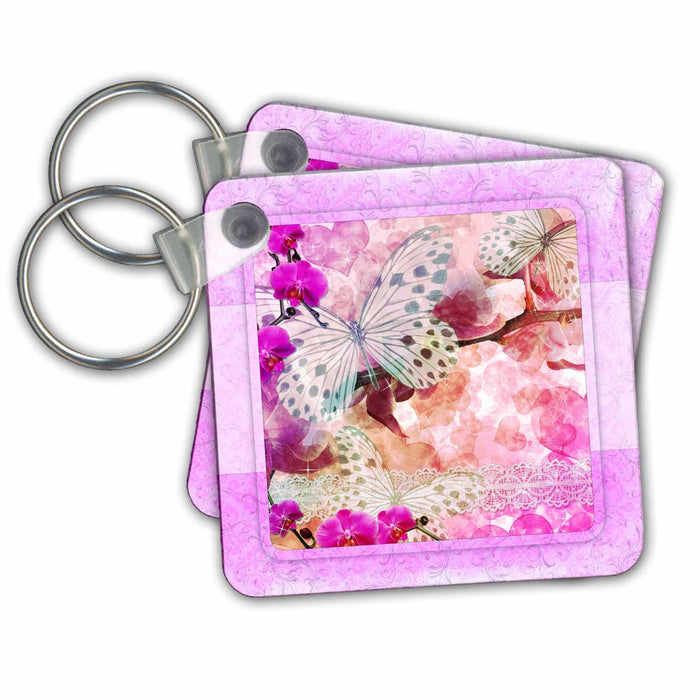 Key Chain - Butterflies and Orchids Designs Butterfly Themes