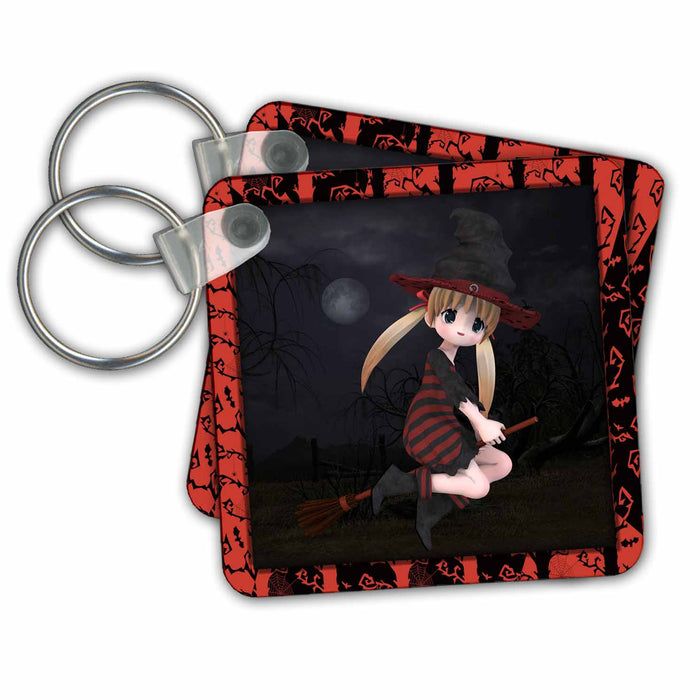 Key Chain - Little Flying Halloween Witch Designs - Halloween - Holiday Themes