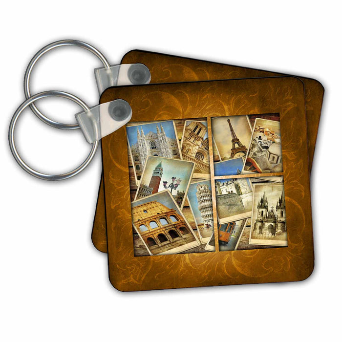 Key Chain - Vintage Travel Collage Designs General Themes