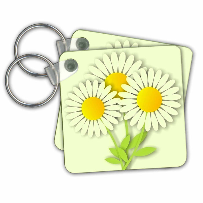 Key Chain - Three Daisies Vector Art Flowers