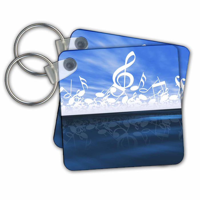 Key Chain - Music notes as clouds and beautiful accents designer original Music