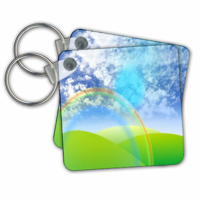 Key Chain - Pretty pastel rainbow art Spiritual