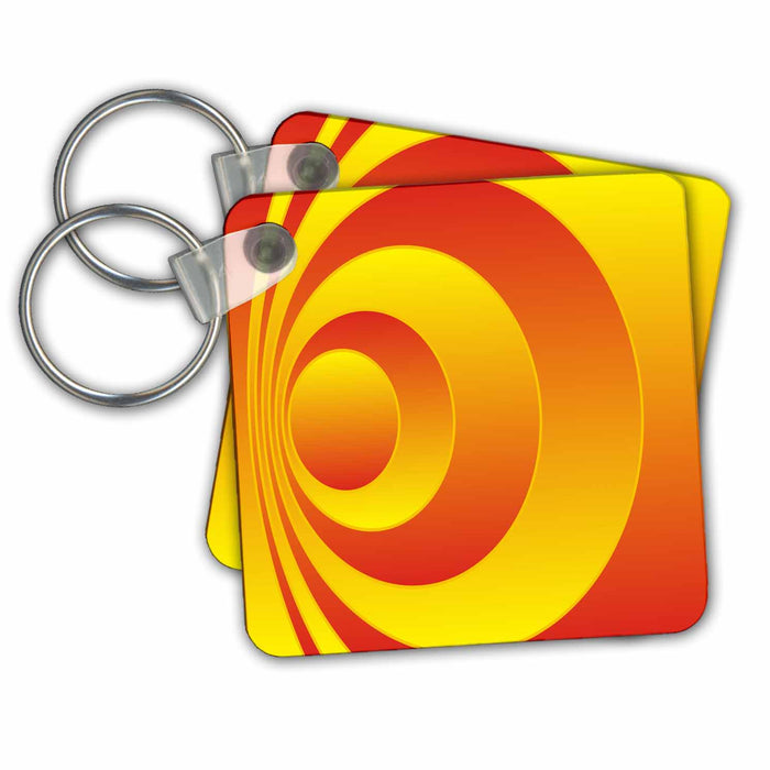 Key Chain - Orange Spiral graphic art Abstract