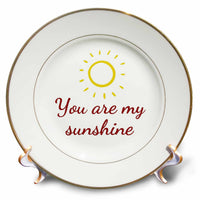 3dRose Image of a Sun with Text of You are My Sunshine - Plates (cp-375179)