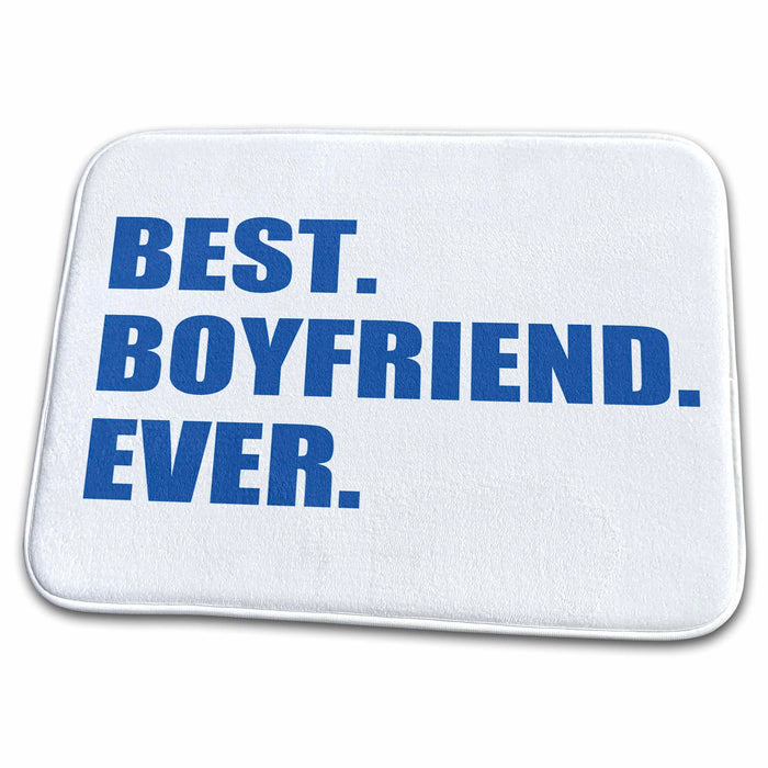 Dish Drying Mat - Dark Blue Best Boyfriend Ever navy text anniversary valentines day Typography