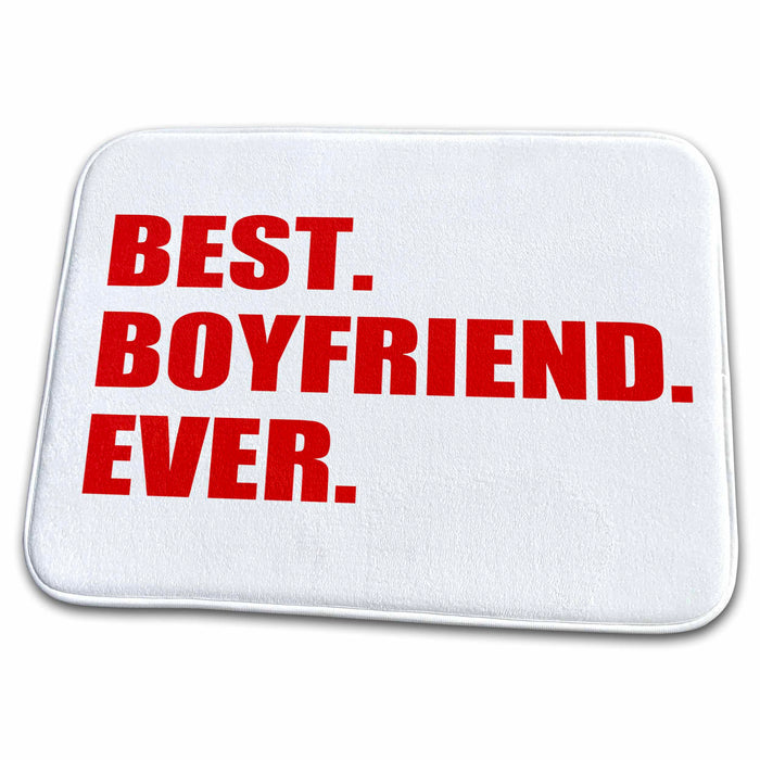 Dish Drying Mat - Red Best Boyfriend Ever text anniversary valentines day gift for him Typography