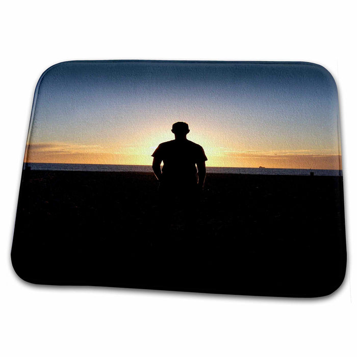 Dish Drying Mat - Sunset Silhouette photographed at sunset on beach in Hermosa Beach California Designs Summertime