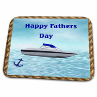 Dish Drying Mat - Print of Boat Anchor And Rope Frame With Message Fathers Day Special Designs