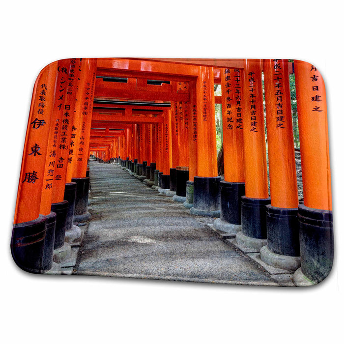 Dish Drying Mat - Japan, Kyoto. Torii Gates in the Fushimi-Inari-Taisha Shinto Shrine. Temples