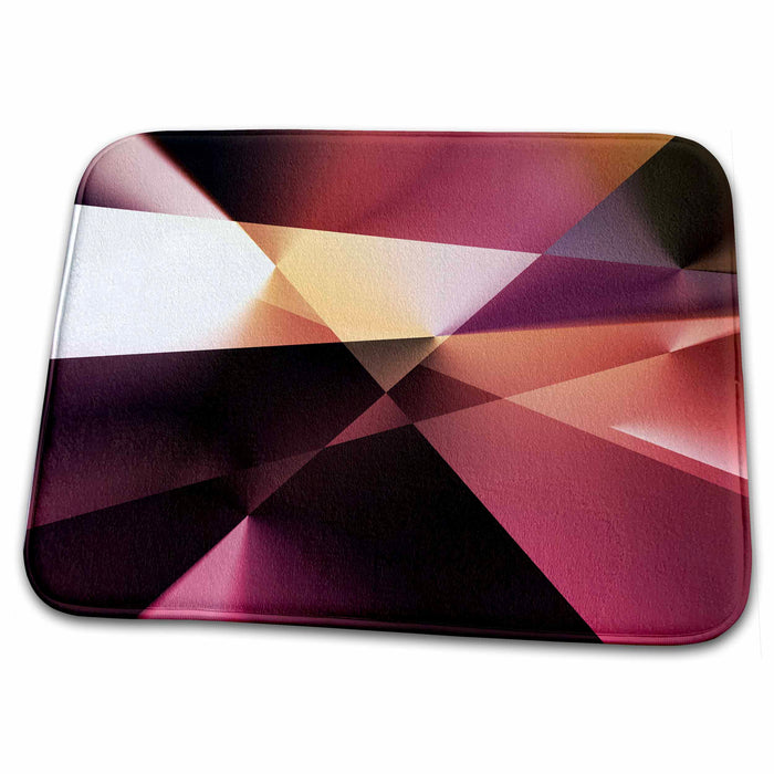 Dish Drying Mat - Pink and Purple Glass Shimmering Triangles Abstract Geometric Shapes