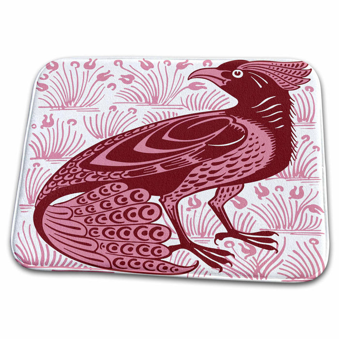 Dish Drying Mat - Whimsical Victorian Ornate Bird Tile Design Designs