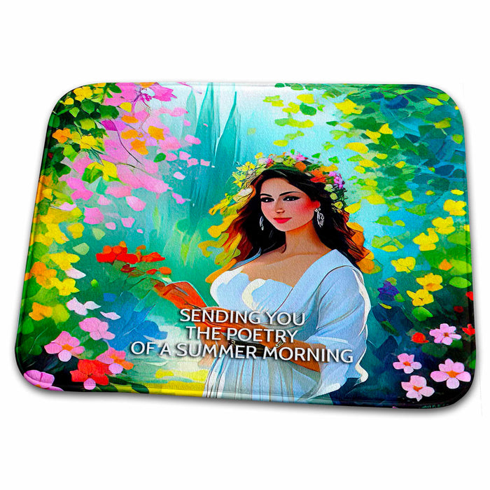 Dish Drying Mat - Sending you the poetry of a summer morning. Woman in the garden card Alexis Design - Woman In The Garden