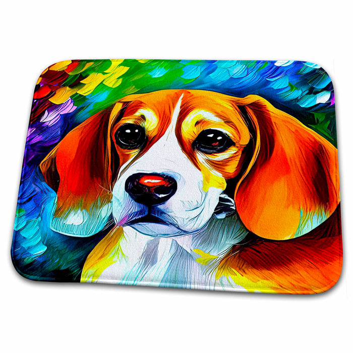 Dish Drying Mat - Colorful digital painting of a Beagle dog breed. Family gift, charm Alexis Design - Animals Dogs Beagle