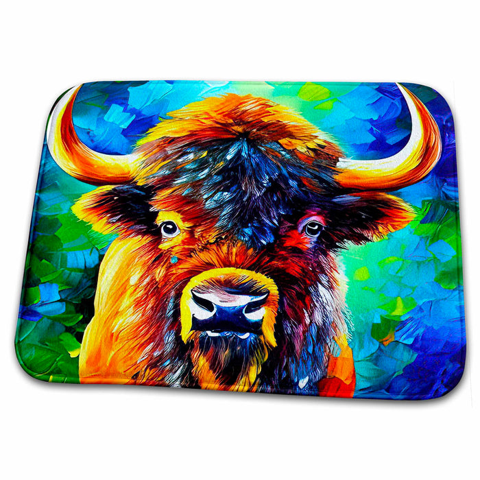 Dish Drying Mat - Cool digital painting of an American bison. Nice family friendly gift Alexis Design - Animals Bison