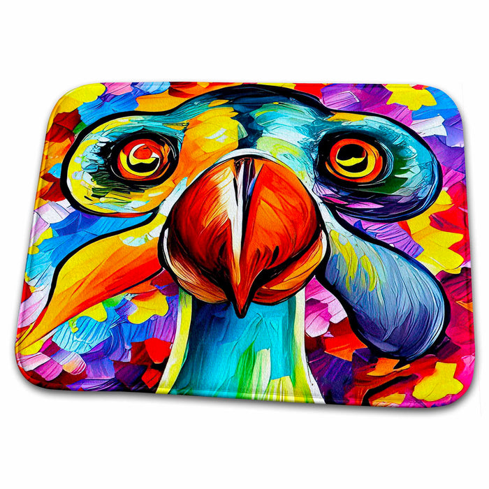 Dish Drying Mat - Colorful dodo bird portrait. Funny digital oil painting gift, card Alexis Design - Animals Dodo