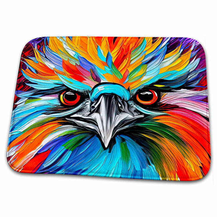 Dish Drying Mat - Cool colorful emu bird face portrait. Awesome digital art gift, card Alexis Design - Animals Emu