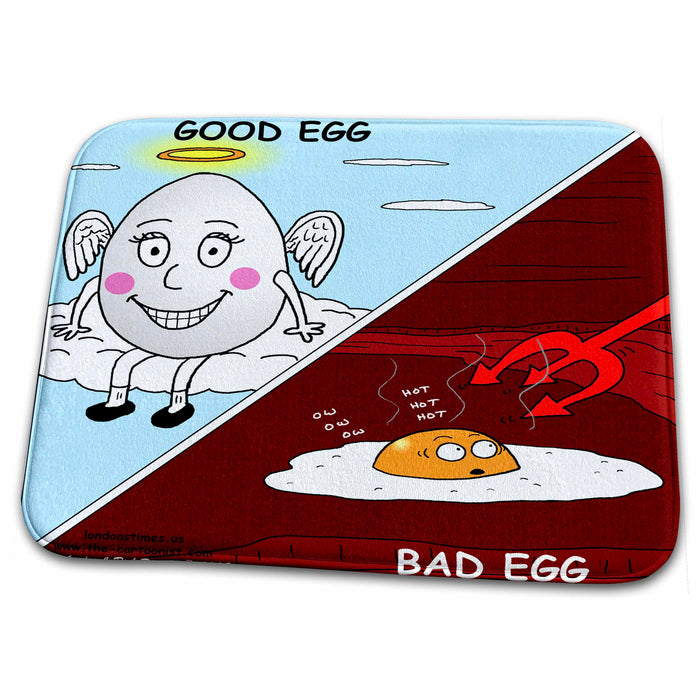 Dish Drying Mat - Good Egg - Bad Egg s Religion Heaven Hell Cartoons