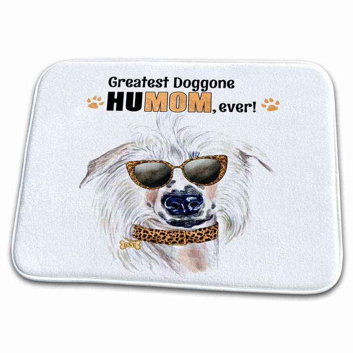 Dish Drying Mat - Cheetah Print Sunglasses on a Chinese Crested Dog for Mothers Day Mothers Day Dogs