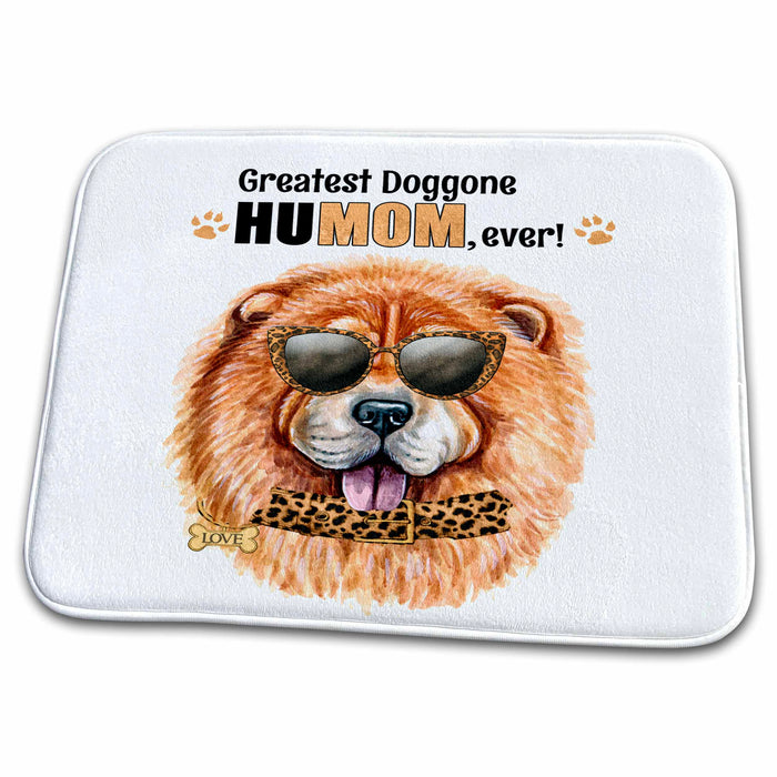 Dish Drying Mat - This Chow Chow Dog in Cheetah Print is for the Dog Mom on Mothers Day Mothers Day Dogs