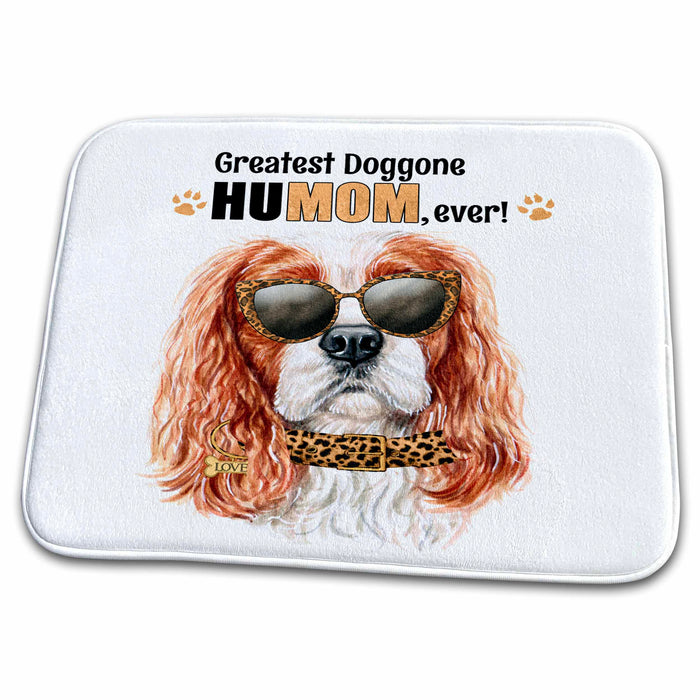 Dish Drying Mat - A Mothers Day Cavalier King Charles Spaniel Dog in Animal Print Mothers Day Dogs