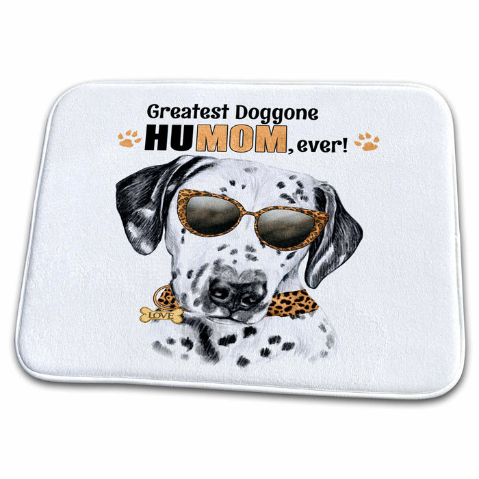 Dish Drying Mat - Cute Dalmatian Dog for Mom on Mothers Day in Cheetah Print Glasses Mothers Day Dogs