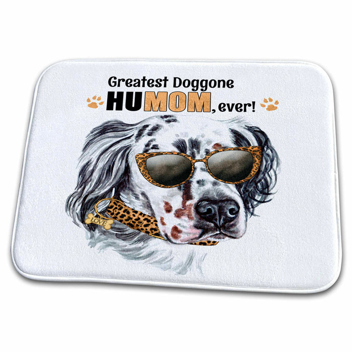 Dish Drying Mat - Adorable English Setter Dog Snazzy in Cheetah Glasses for Mothers Day Mothers Day Dogs