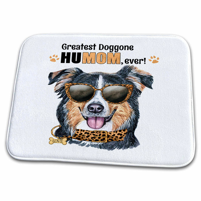 Dish Drying Mat - Cheetah Print Sunglasses English Shepherd Dog for Mom on Mothers Day Mothers Day Dogs