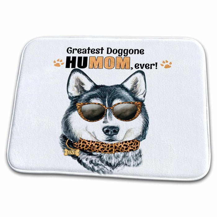 Dish Drying Mat - Siberian Husky Dog Ready for Mothers Day in Cheetah Sunglasses Mothers Day Dogs