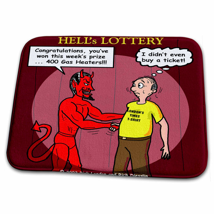 Dish Drying Mat - Hells Lottery s Religion Heaven Hell Cartoons