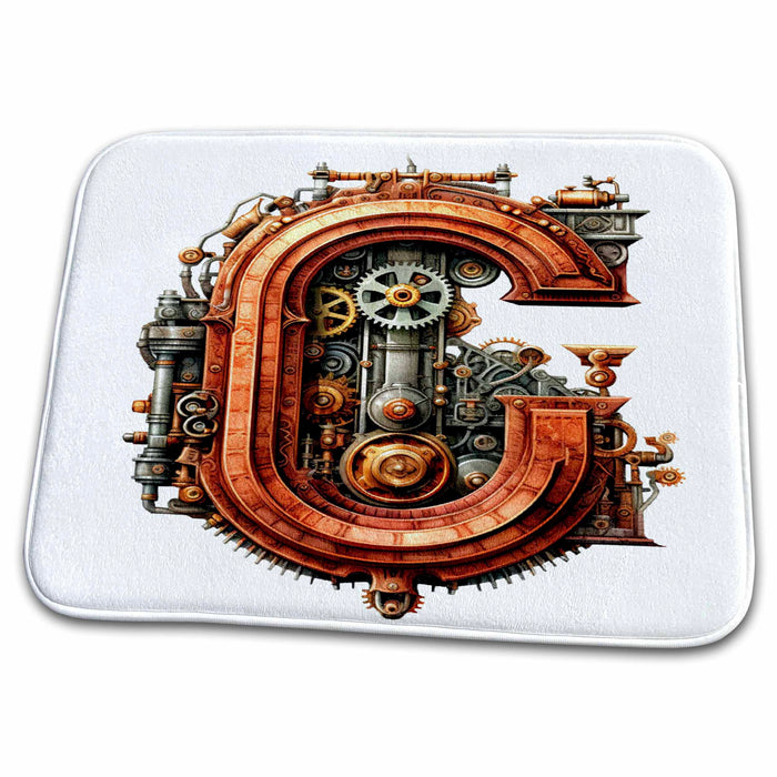 Dish Drying Mat - Steampunk Monogram Initial C Monograms