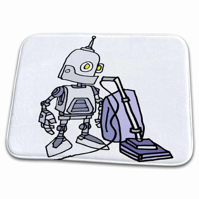 Dish Drying Mat - Cute funny Robot Using Vacuum Cleaner Technology AI Cartoon Funny