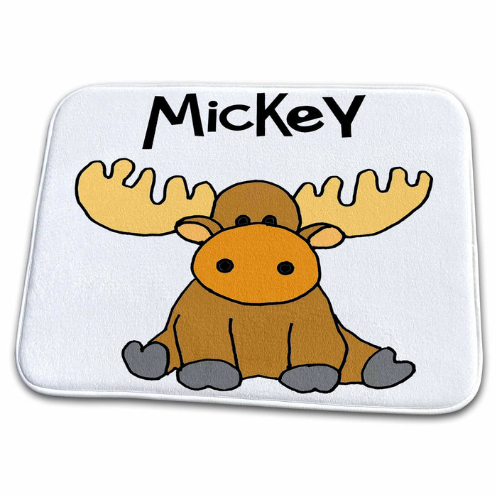 Dish Drying Mat - Cute funny Moose named Mickey Pun Cartoon Funny