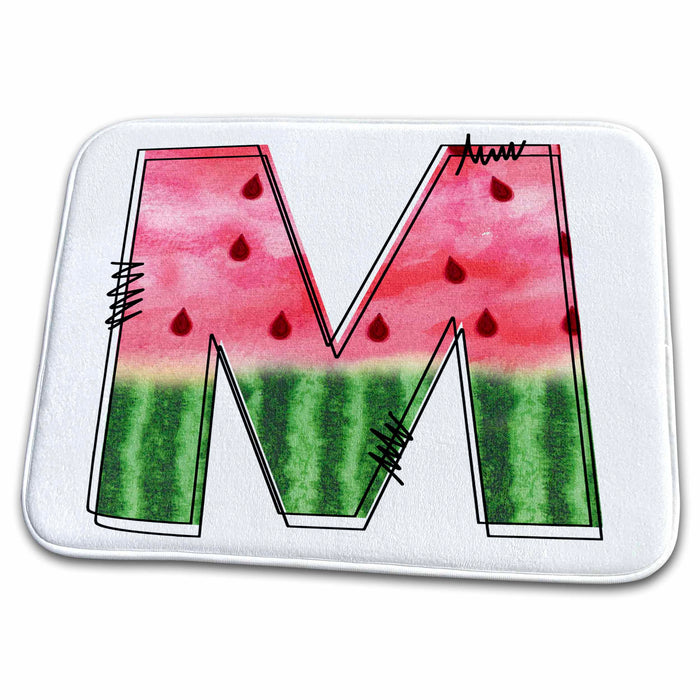 Dish Drying Mat - Cute Watermelon Monogram M Monograms