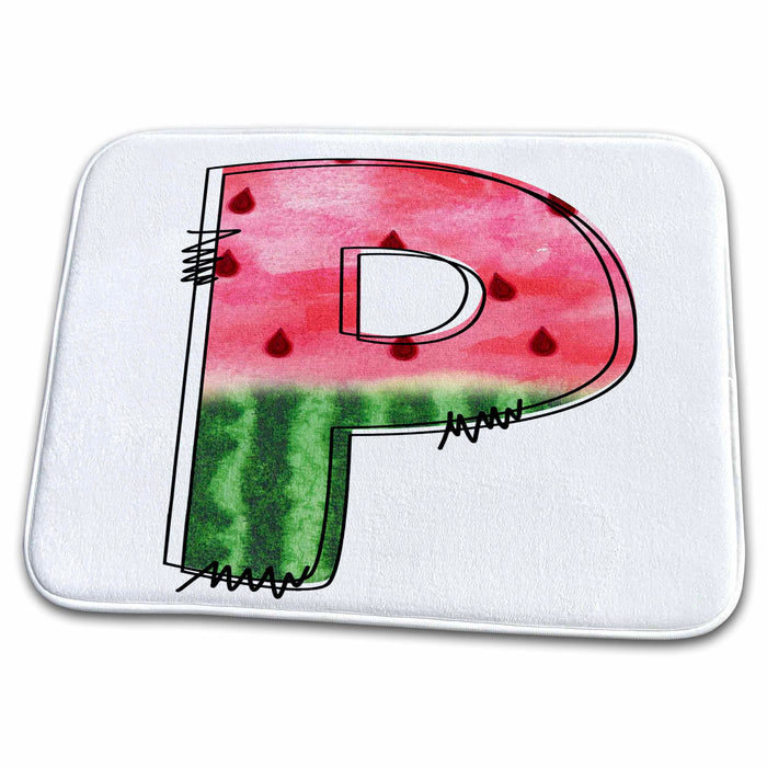 Dish Drying Mat - Cute Watermelon Monogram P Monograms