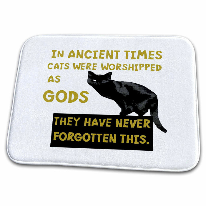 Dish Drying Mat - In Ancient Times Cats Were Worshipped As Gods Vector Art - Fun Cat Quote