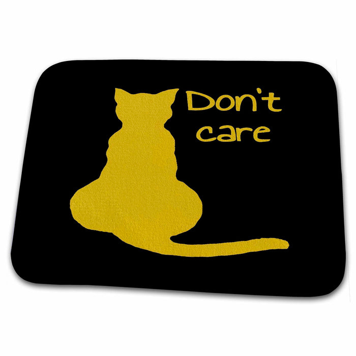 Dish Drying Mat - Dont Care Cat Quote Cartoon Vector Cut Out Vector Art - Fun Cat Meme